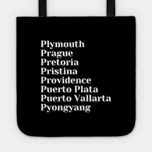 Cities starting with the letter, P, Pin, Tote, Mug Tote