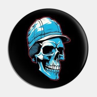 Feeling vintage and edgy with this retro skull art on spruce blue Pin