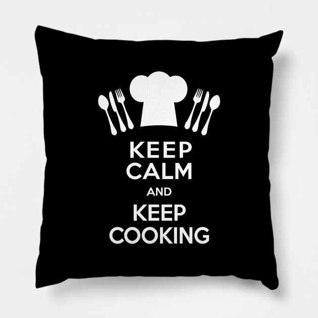 Keep Calm and Keep Cooking Pillow by AntiqueImages