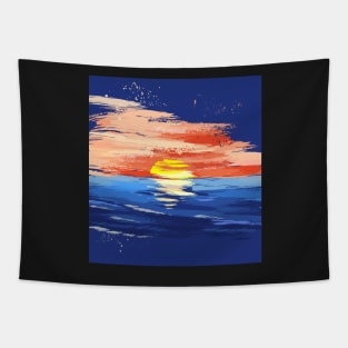 painted sunset on sea Tapestry