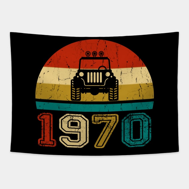 Vintage Jeep 1970 Birthday Jeep Gift Tapestry by Superdadlove