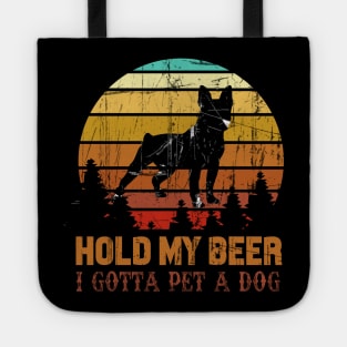 Holding My Beer I Gotta Pet This Boston Terrier Tote