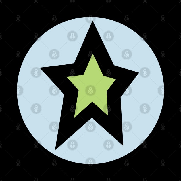 Green Star Light Blue Circle Graphic by ellenhenryart