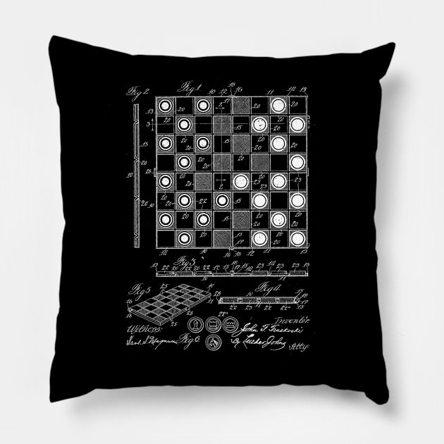 Checker and Chess Board Vintage Patent Drawing Pillow by TheYoungDesigns