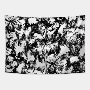 Black and White Contrast Brushstrokes Tapestry