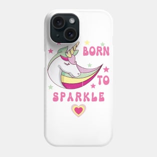 Born To Sparkle Groovy Unicorn With Stars and Heart Phone Case