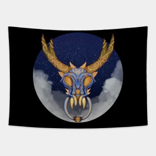 Demonic Skull (blue yellow) Tapestry