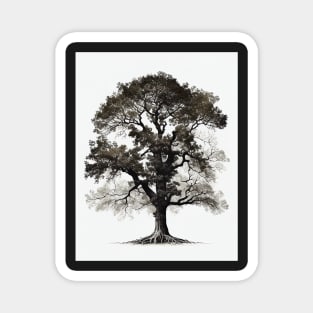 Nordic Minimalist Antique Oak Tree Art Printable Magnet