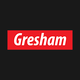 ​'Gresham' Oregon USA white text on a red background T-Shirt