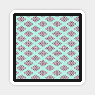 Traditional Japanese Geometric Floral Nadeshiko (Carnation) Hishi Diamond Pattern in Pastel Tones Magnet