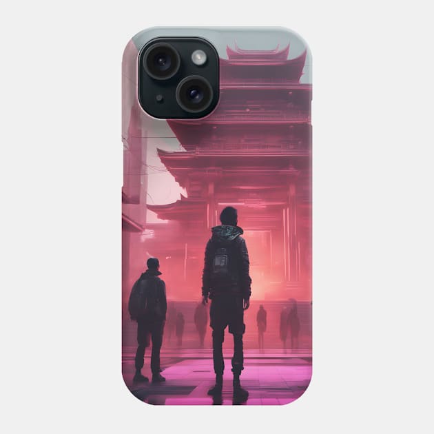 AI Generated Art | Cyberpunk Japanese Temple | Shrine Phone Case by blue-koala