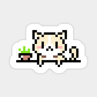 Purr-fectly Pixel Art Cute and Cuddly Kitty Kat on the Shelf Magnet