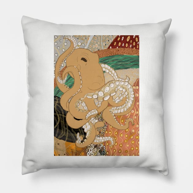 Octopods with Gustav Klimt Pillow by LeahHa