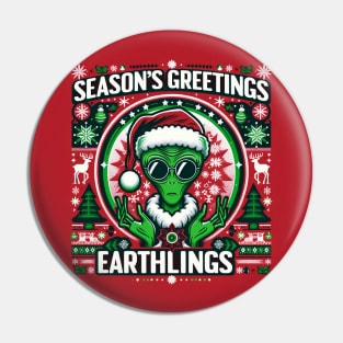 Extraterrestrial Christmas: Festive Greetings Pin