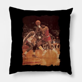 Young Michael Jordan vs Julius Erving Vintage Pillow