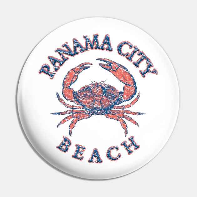 Panama City Beach, Florida, with Stone Crab on Wind Rose (Two-Sided) Pin by jcombs