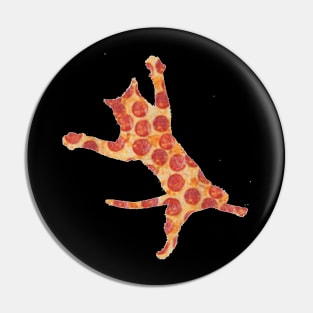 Funny Pepperoni Pizza Jumping Cat Pin