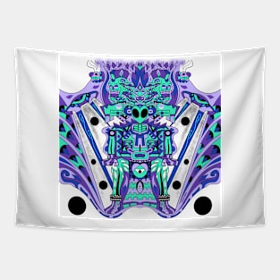 mictlan alien space in ecopop travel and adventure codex art Tapestry