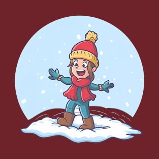 Little girl and snow T-Shirt