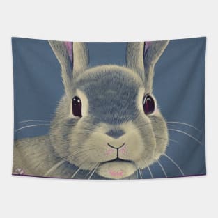 Floral Blue Greyish Fuzzy Lop Rabbit Cute Bunny Mom Tapestry