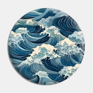 Ephemeral Crests: Hokusai Waves Reimagined Pin