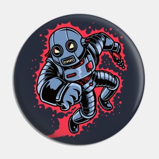 Retro Space Robot Cartoon Pin