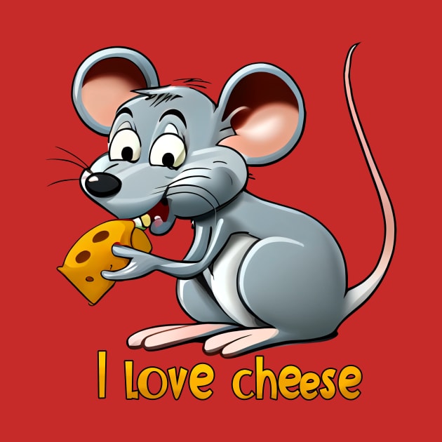 Mouse eating Cheese, I love cheese by KOTOdesign