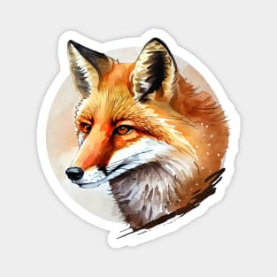 Fox Art, Watercolor Painting Magnet