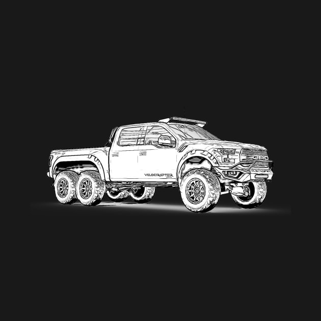 VelociRaptor Truck Wireframe by Auto-Prints