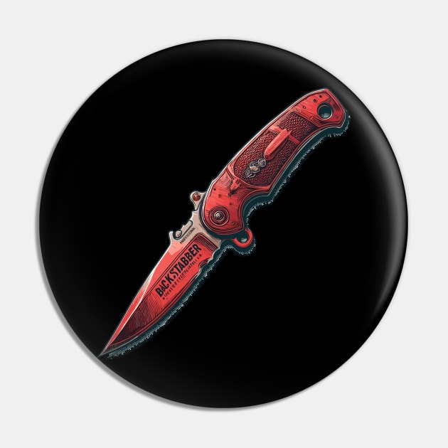 Red knife Professional Backstaber Pin by TomFrontierArt