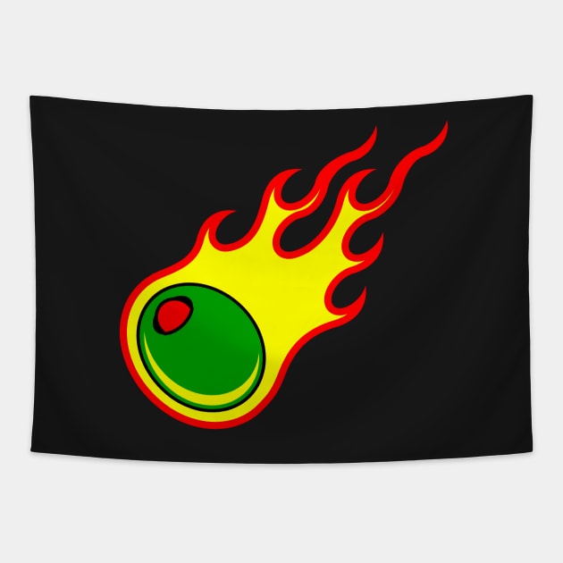 Flaming Olive Tapestry by EvilTees