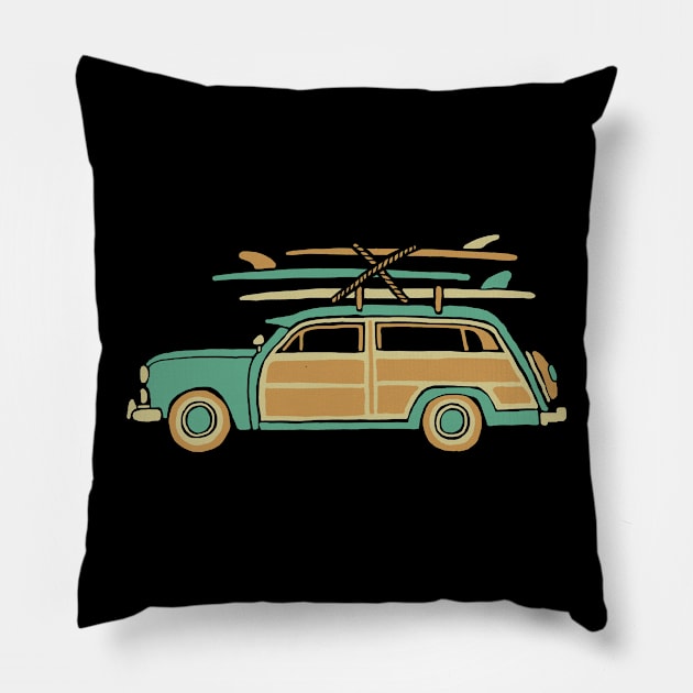 Surf Car Pillow by quilimo