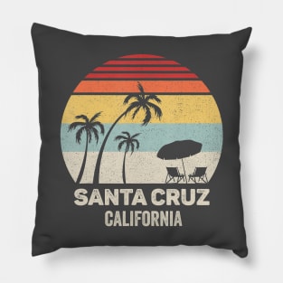 Retro California Santa Cruz Beach Shirt Vintage Pillow