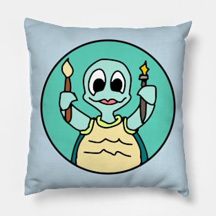 Teal Turtle Merit Badge Pillow