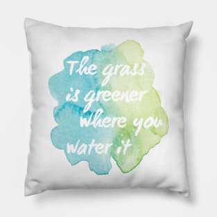 Grass is Greener Watercolor Splotch Pillow