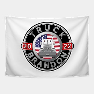 TRUCK BIDEN FREEDOM CONVOY - TRUCKERS FOR FREEDOM - USA FREEDOM CONVOY 2022 TRUCKERS SILVER LETTERS Tapestry