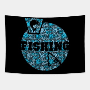 Fishing Birthday Gift Shirt. Includes a Fish and a Fishing Rod. Tapestry