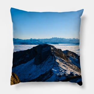 Panorama Swiss Alps Sea of Fog / Swiss Artwork Photography Pillow