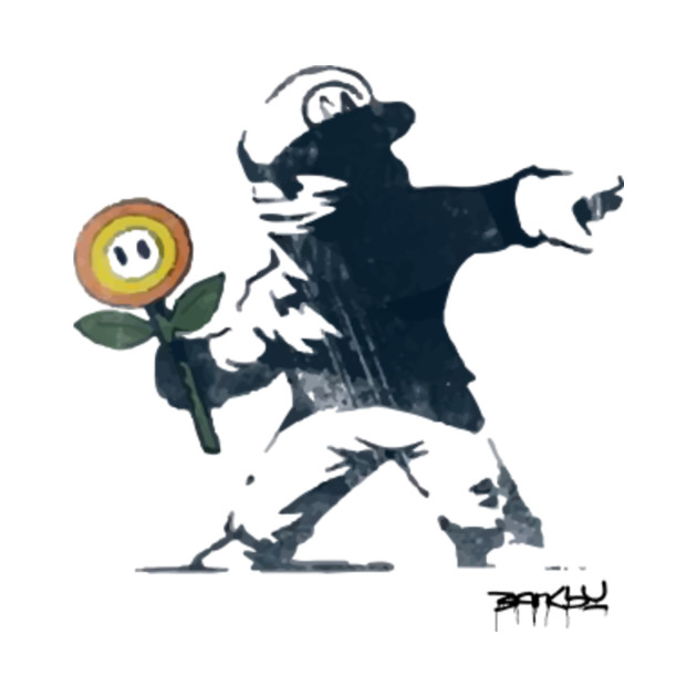 Download BANKSY Mario Flower Thrower - Banksy - T-Shirt | TeePublic