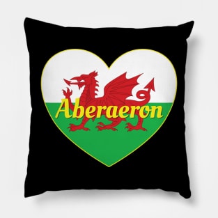 Aberaeron Wales UK Wales Flag Heart Pillow