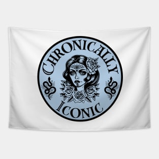 Chronically Iconic Blue Tapestry