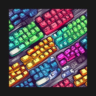 RGB Overload: A Graphic Seamless Pattern of Gaming PC Keyboards T-Shirt