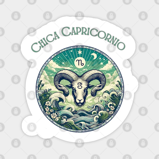 "Capricorn Spanish Cosmic Elegance"- Zodiac Horoscope Star Signs Magnet by stickercuffs