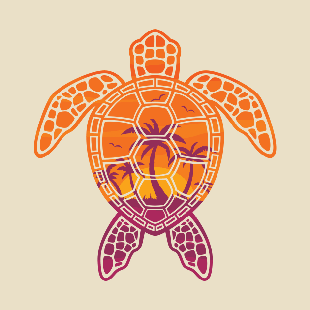 Tropical Sunset Sea Turtle Design by fizzgig