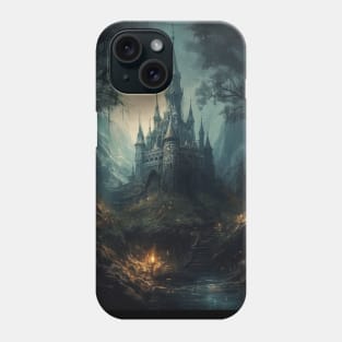 Gothic Futurism Castle in the Old Ancient Forest Phone Case