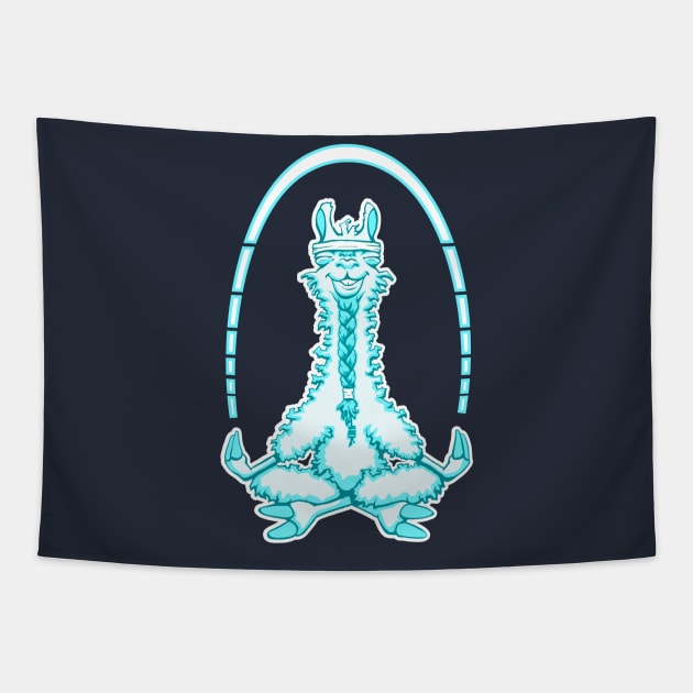 Meditating Neon Llama Tapestry by sketchtodigital