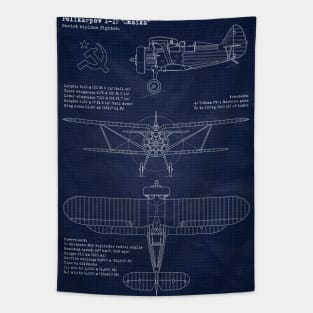 Polikarpov I15 Chaika Blueprint Tapestry