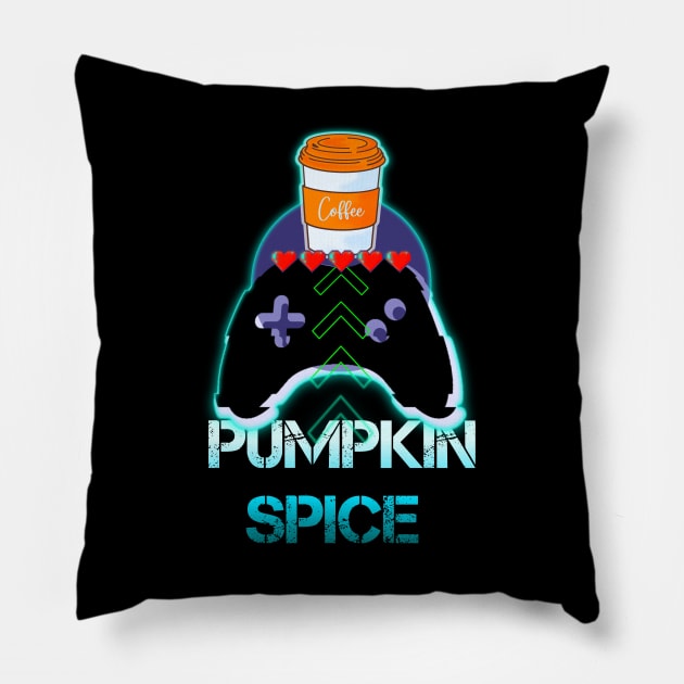 Pumpkin Spice Coffee Gamer Pillow by MaystarUniverse