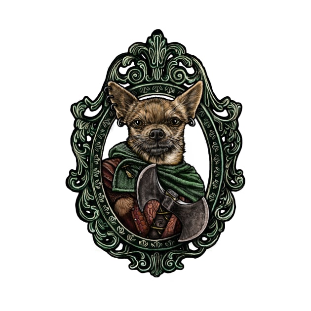 Dog Cameo: Battle Axe Chihuahua by FreyStrandDraws