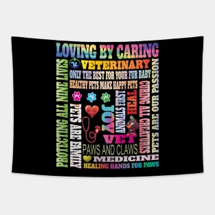 Fun Paw Print Heartbeat Veterinarian Vet Tech Kennel Phrases Tapestry